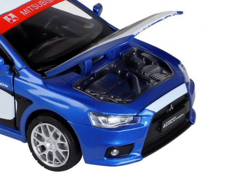 Фото Машина "АВТОПАНОРАМА" Mitsubishi Lancer Evolution, 1/32, синий, свет, звук, в/к 18*9*13,5 см | Инномарт