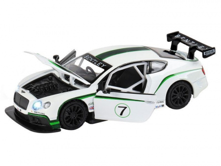 Фото Машина "АВТОПАНОРАМА" Bentley Continental GT3, белый, 1/32, свет, звук, инерция, в/к 17,5*13,5*9 см | Инномарт