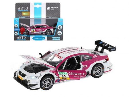 Фото Машина "АВТОПАНОРАМА" BMW M3 DTM, белый-розовый, 1/32, свет, звук, инерция, в/к 17,5*13,5*9 см | Инномарт