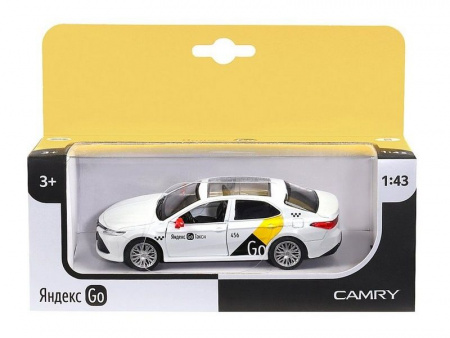 Фото Машина "АВТОПАНОРАМА" Яндекс GO Toyota Camry, 1/43, белый, инерция, откр. двери, 17,5*12,5*6,5 см | Инномарт