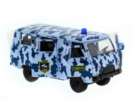 Фото Машина "АВТОПАНОРАМА" инерц. УАЗ-452 (ОМОН) 1/50, в/к 12*7*5,5 см | Инномарт