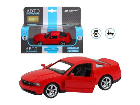 Фото Машина "АВТОПАНОРАМА" Ford Mustang GT, красный, 1/43, инерция, откр. двери, в/к 17,5*12,5*6,5 см | Инномарт