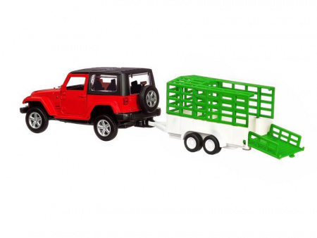 Фото Машина "АВТОПАНОРАМА" Jeep Wrangler c прицепом, 1/43, открываются передние двери, инерция, в/к | Инномарт