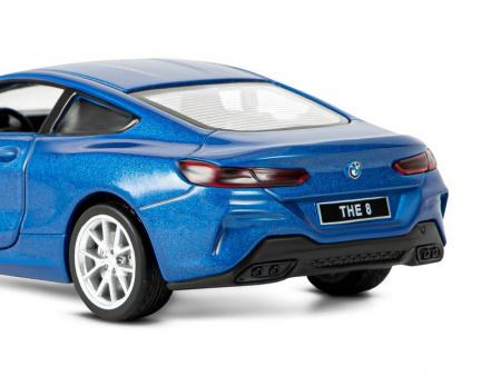 Фото Машина "АВТОПАНОРАМА" BMW M850i Coupé, 1/35, синий, двери, свет, звук, инерция в/к 18*9*13,5 см | Инномарт