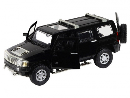 Фото Машина "АВТОПАНОРАМА" Hummer H3, черный, 1/32, свет, звук, инерция, в/к 17,5*13,5*9 см | Инномарт