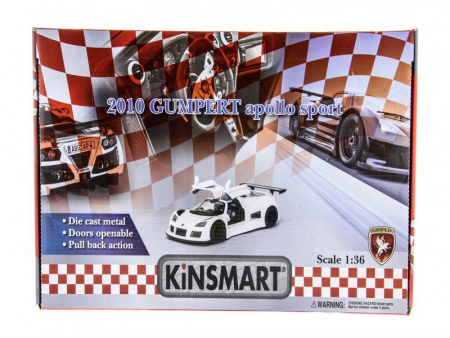 Фото Машина Kinsmart Gumpert Apollo Sport 2010 инерция (1/12шт.) 1:36 б/к | Инномарт