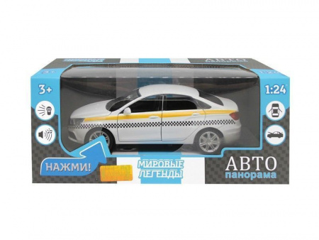 Фото Машина "АВТОПАНОРАМА" LADA VESTA "ТАКСИ" белый, 1/24, свет, звук, инерция, в/к 24,5*12,5*10,5 см | Инномарт
