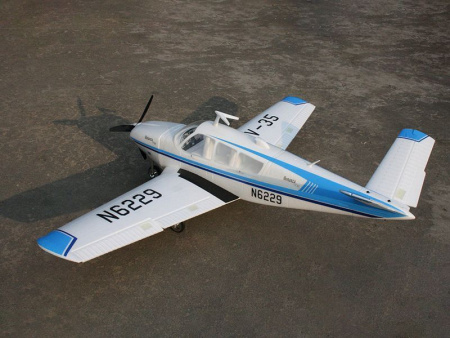 Фото Радиоуправляемый самолет Top RC ST Beechcraft Bonanza V35 голубой 1280мм (шасси) PNP | Инномарт