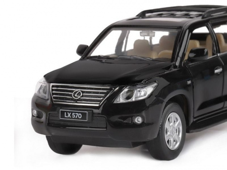 Фото Машина "АВТОПАНОРАМА" Lexus LX570, черный, 1/32, свет, звук, инерция, в/к 17,5*13,5*9 см | Инномарт