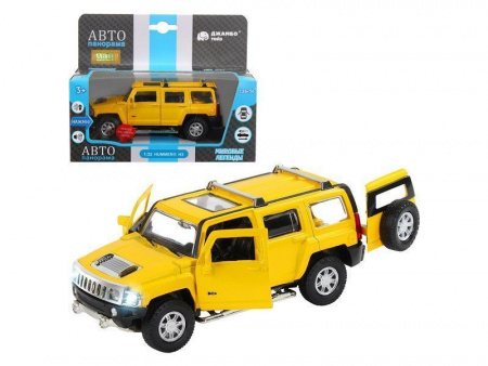 Фото Машина "АВТОПАНОРАМА" Hummer H3, желтый, 1/32, свет, звук, инерция, в/к 17,5*13,5*9 см | Инномарт