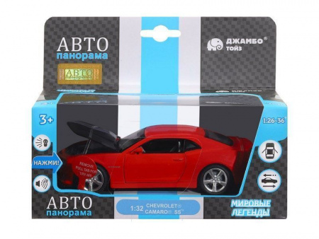 Фото Машина "АВТОПАНОРАМА" Chevrolet Camaro SS, красный, 1/32, свет, звук, инерция, в/к 17,5*13,5*9 см | Инномарт