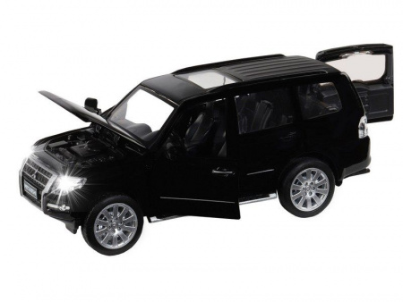 Фото Машина "АВТОПАНОРАМА" Mitsubishi Pajero 4WD Tubro, черный, 1/33, свет, звук, в/к 17,5*13,5*9 см | Инномарт