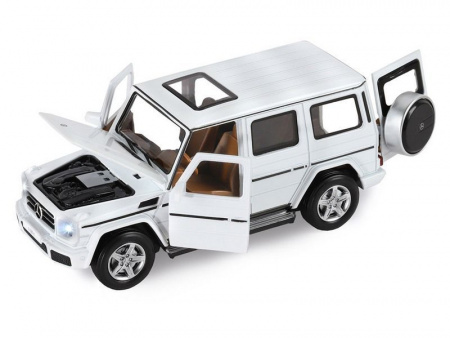 Фото Машина "АВТОПАНОРАМА" Mercedes-Benz G350d, белый, 1/32, свет, звук, инерция, в/к 18*9*13,5 см | Инномарт