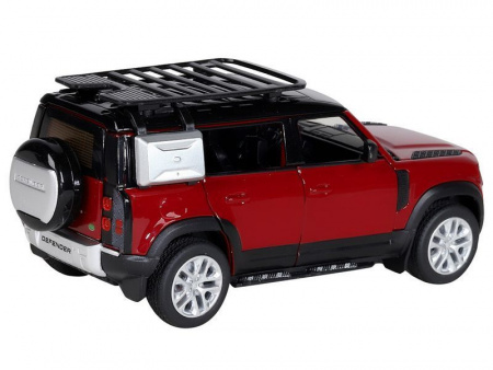 Фото Машина "АВТОПАНОРАМА" Land Rover Defender 110, 1/32, красный, свет, звук, в/к 17,5*13,5*9 см | Инномарт