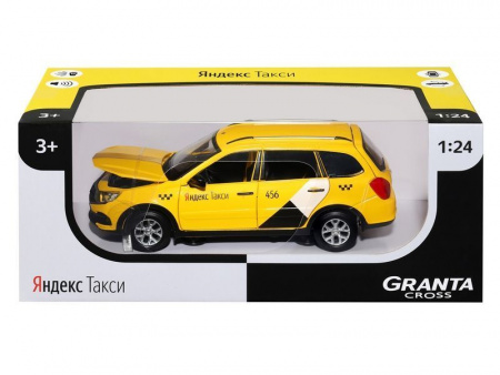Фото Машина "АВТОПАНОРАМА" Яндекс.Такси LADA GRANTA CROSS, желтый, 1/24, в/к 24,5*12,5*10,5 см | Инномарт