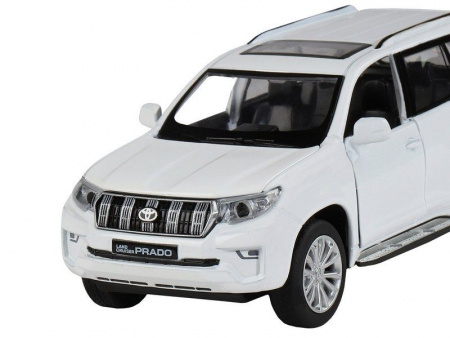 Фото Машина "АВТОПАНОРАМА" Land Cruiser Prado, белый, 1/32, свет, звук, инерция, в/к 17,5*13,5*9 см | Инномарт
