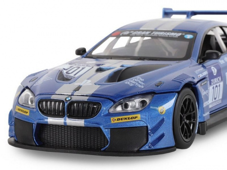 Фото Машина "АВТОПАНОРАМА" BMW M6 GT3, синий, 1/24, свет, звук, в/к 24,5*12,5*10,5 см | Инномарт