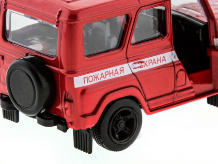 Фото Машина "АВТОПАНОРАМА" инерц. УАЗ-469 (пожарная) 1/50, в/к 12*7*5,5 см | Инномарт