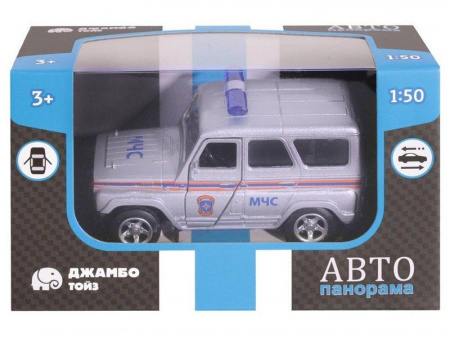 Фото Машина "АВТОПАНОРАМА" "МЧС", серебро, 1/50, инерция, в/к 12*7*5,5 см | Инномарт