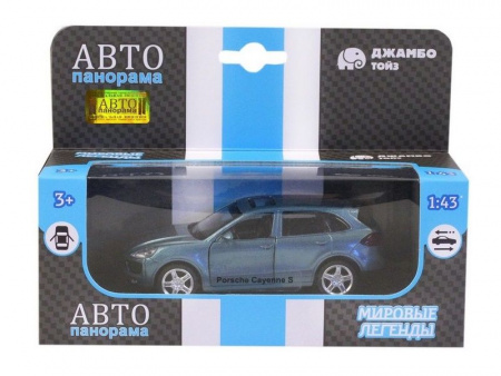 Фото Машина "АВТОПАНОРАМА" Porsche Cayenne S, голубой перламутр, 1/43, инерция, в/к 17,5*12,5*6,5 см | Инномарт