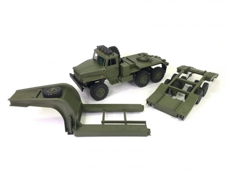 Фото Радиоуправляемая машина WPL военный грузовик B-36 с тралом (зеленый) 6WD 2.4G 1/16 RTR | Инномарт