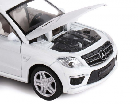 Фото Машина "АВТОПАНОРАМА" Mercedes-Benz ML63 AMG, белый, 1/32, свет, звук, инерция, в/к 17,5*13,5*9 см | Инномарт