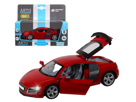 Фото Машина "АВТОПАНОРАМА" Audi R8 GT, красный, 1/32, свет, звук, инерция, в/к 17,5*13,5*9 см | Инномарт