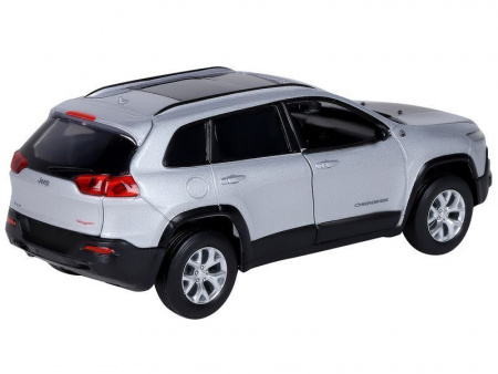 Фото Машина "АВТОПАНОРАМА" Jeep Cherokee, 1/32, серебряный, инерция, свет, звук, в/к 17,5*13,5*9 см | Инномарт