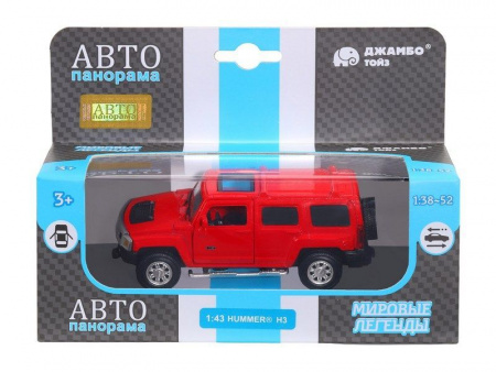 Фото Машина "АВТОПАНОРАМА" Hummer H3, красный, 1/43, инерция, в/к 17,5*12,5*6,5 см | Инномарт