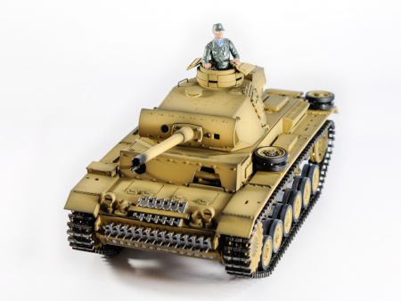 Фото Р/У танк Taigen 1/16 Panzerkampfwagen III (Германия) дым, свет (для ИК боя) V3 2.4G RTR пустыня | Инномарт