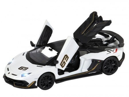 Фото Машина "АВТОПАНОРАМА" Lamborghini SVJ, белый, 1/32, свет, звук, инерция, в/к 17,5*12,5*6,5 см | Инномарт