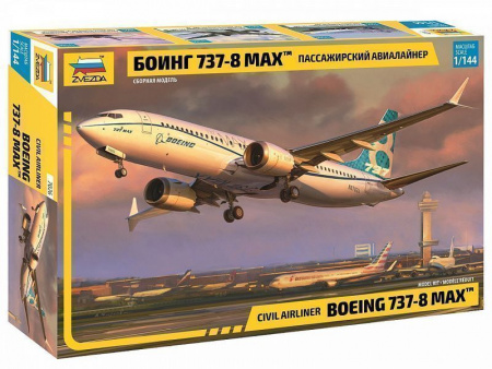 Фото Сборная модель ZVEZDA Пассажирский авиалайнер Боинг 737-8 MAX, 1/144 | Инномарт
