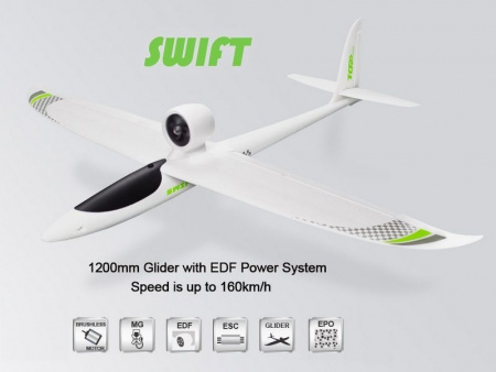 Фото Радиоуправляемый планер Top RC Swift (EDF Power System) 1200мм PNP | Инномарт