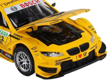 Фото Машина "АВТОПАНОРАМА" BMW M3 DTM, желтый, 1/32, свет, звук, инерция, в/к 17,5*13,5*9 см | Инномарт