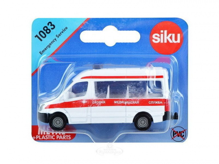 Фото Микроавтобус Siku 1083RUS Скорая медицинская служба 1/50, белый | Инномарт