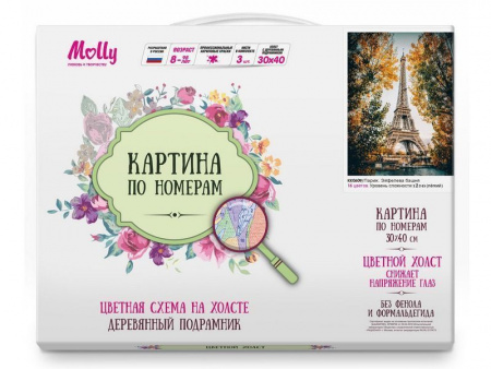 Фото Картина по номерам с цветной схемой на холсте 30х40 Париж. Эйфелева башня (16 цветов) | Инномарт