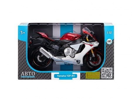 Фото Мотоцикл "АВТОПАНОРАМА" YAMAHA YZF-R1, 1/12, металл, красный, свободный ход колес | Инномарт
