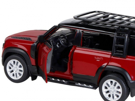 Фото Машина "АВТОПАНОРАМА" Land Rover Defender 110, 1/32, красный, свет, звук, в/к 17,5*13,5*9 см | Инномарт