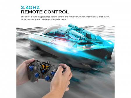 Фото Радиоуправляемый катер Flytec V555 (зеленый) с подсветкой 2.4G RTR | Инномарт