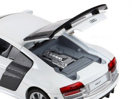 Фото Машина "АВТОПАНОРАМА" Audi R8 GT, белый, 1/32, свет, звук, инерция, в/к 17,5*13,5*9 см | Инномарт