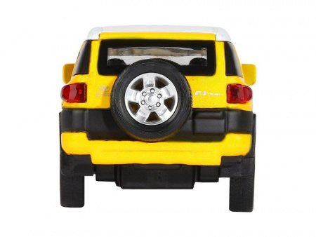 Фото Машина "АВТОПАНОРАМА" Toyota FJ Cruiser,желтый, 1/32, свет, звук, инерция, в/к 17,5*13,5*9 см | Инномарт