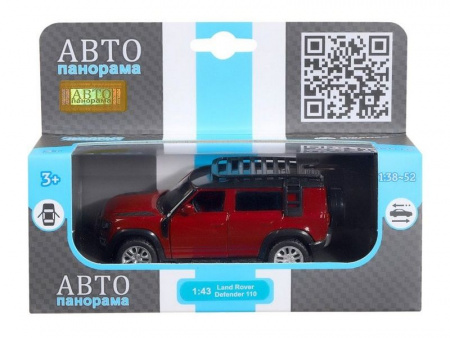 Фото Машина "АВТОПАНОРАМА" 2020 Land Rover Defender 110, 1/43, красный, в/к 17,5*12,5*6,5 см | Инномарт