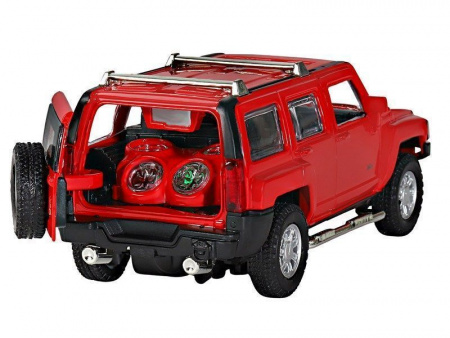 Фото Машина "АВТОПАНОРАМА" Hummer H3, красный, 1/32, свет, звук, инерция, в/к 17,5*13,5*9 см | Инномарт