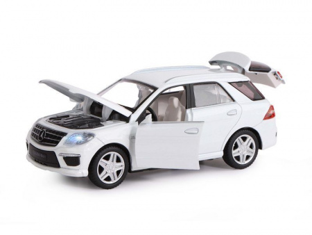 Фото Машина "АВТОПАНОРАМА" Mercedes-Benz ML63 AMG, белый, 1/32, свет, звук, инерция, в/к 17,5*13,5*9 см | Инномарт