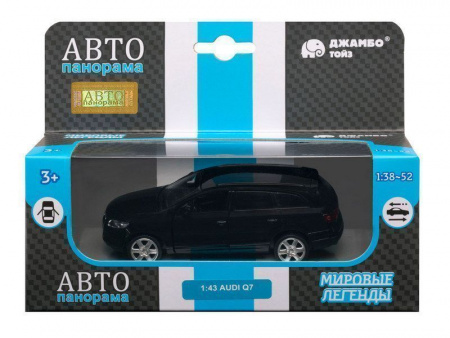 Фото Машина "АВТОПАНОРАМА" Audi Q7, черный, 1/43, инерция, откр. двери, в/к 17,5*12,5*6,5 см | Инномарт