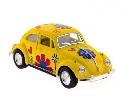 Фото Машина Kinsmart 1967 Volkswagen Classical Beetle with printing инерция (1/12шт.) 1:32 б/к | Инномарт
