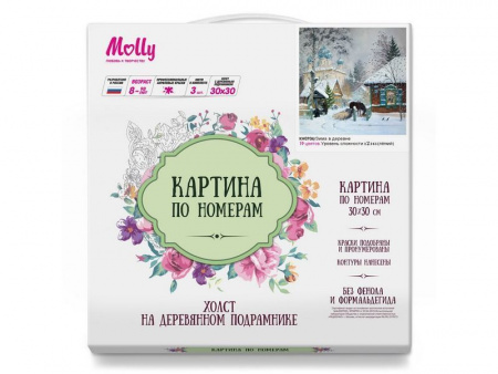 Фото Картина по номерам 30х30 Зима в деревне (19 цветов) | Инномарт