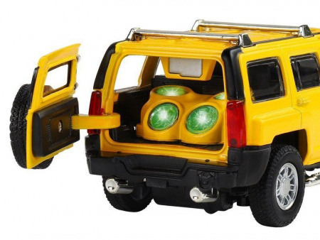 Фото Машина "АВТОПАНОРАМА" Hummer H3, желтый, 1/32, свет, звук, инерция, в/к 17,5*13,5*9 см | Инномарт