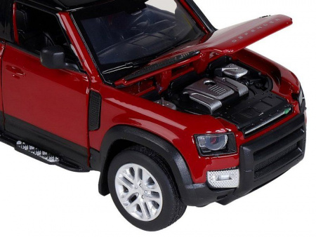 Фото Машина "АВТОПАНОРАМА" Land Rover Defender 110, 1/32, красный, свет, звук, в/к 17,5*13,5*9 см | Инномарт