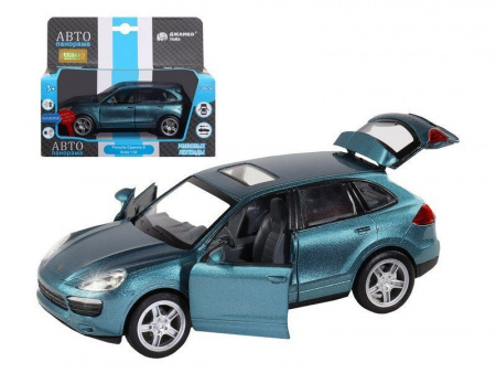 Фото Машина "АВТОПАНОРАМА" Porsche Cayenne S, голубой, 1/32, свет, звук, инерция, в/к 17,5*13,5*9 см | Инномарт